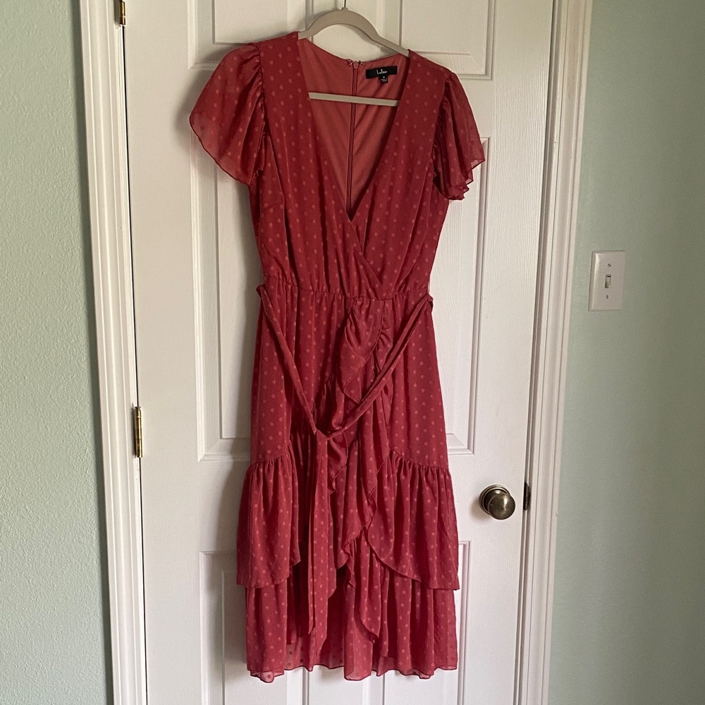 Lulu's Pink Polka Dot Midi Dress